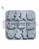 Силиконова форма за коледни сладки молд с 11 фигури